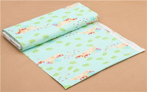 sea green turtle coral reef animal fabric by Michael Miller USA 3