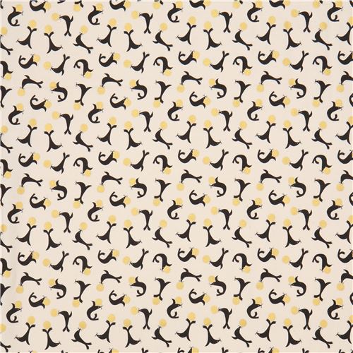 Remnant (47 x 112 cm) seal fabric by Cotton and Steel with metallic