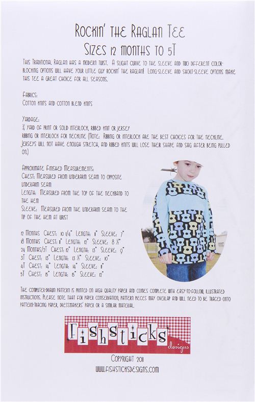 sewing pattern for children's shirt with Raglan sleeves 2