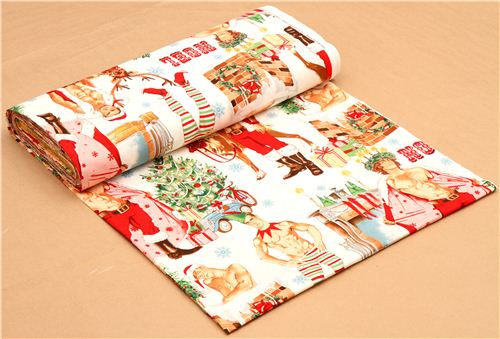 sexy Santa Claus pin up Christmas fabric Alexander Henry 3