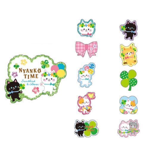 shimmery cat animal clover colorful sticker sack by Mind Wave - modeS4u