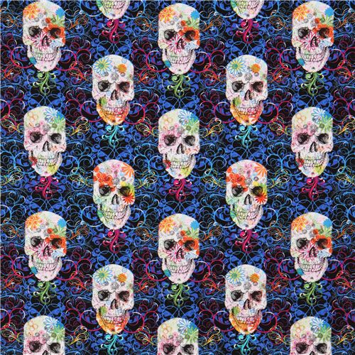 Flourish Skull flower fabric by Timeless Treasures Fabric by Timeless ...