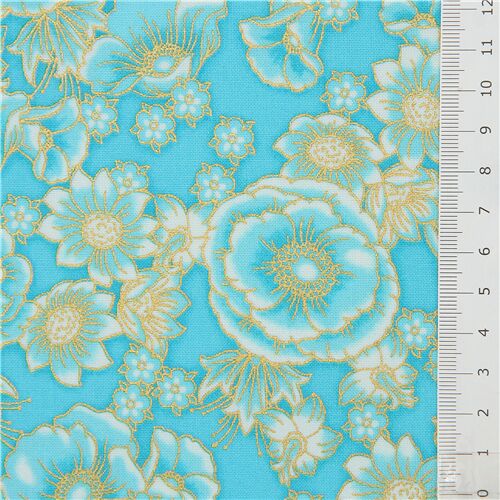 Tela de Robert Kaufman ~ ~ estudios de Jardín /"Floral Conjunto Azul/' ~ Diseñador FQ