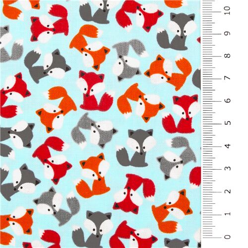 sky blue fox animal fabric Urban Zoologie Minis Sky by Robert Kaufman