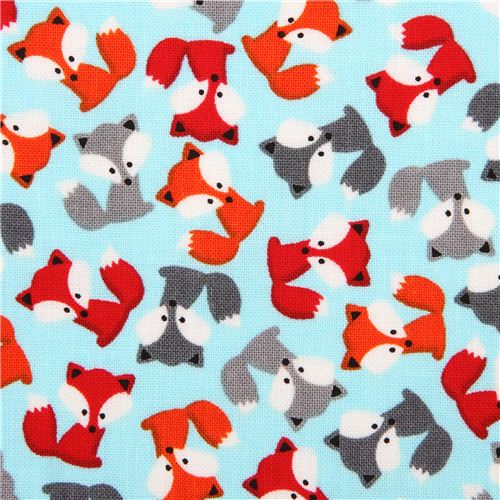 sky blue fox animal premium laminate fabric by Robert Kaufman  1