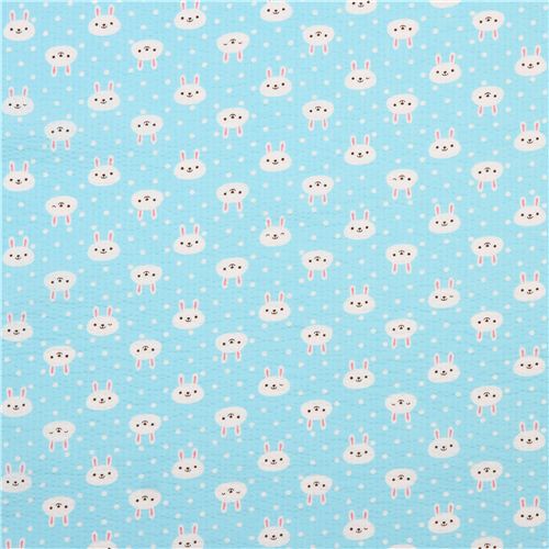 sky blue rabbit poplin fabric by Cosmo from Japan Fabric by Cosmo - modes4u