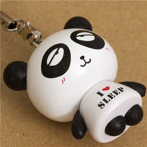 sleepy I love sleep panda bear wooden phone strap - Cellphone ...