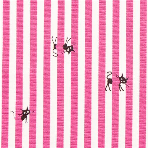 Little Black Cat Hiding Stripes Fabric