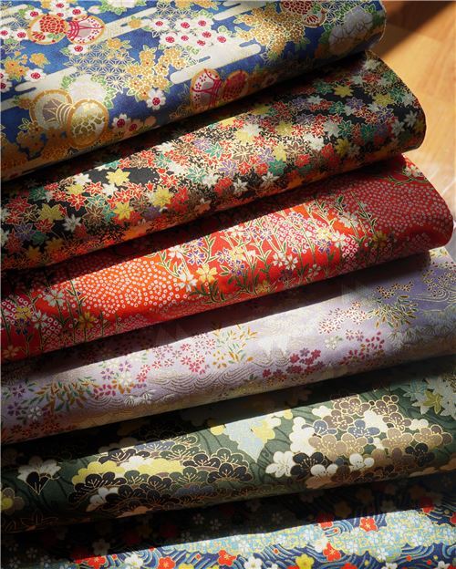small flower fabric fabric by Quilt Gate with gold metallic