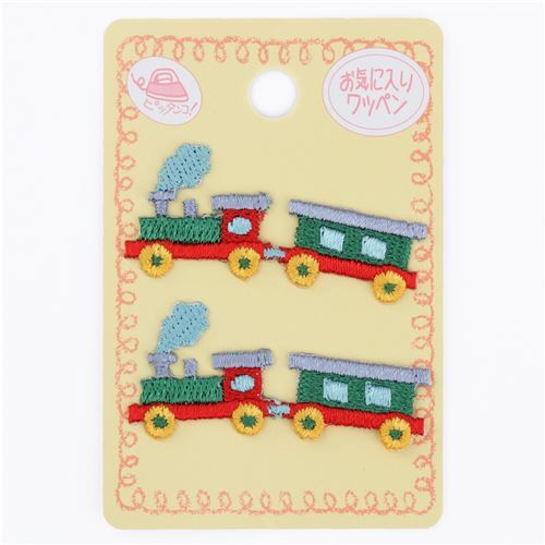 Aplique termoadhesivo pequeo parche transfer ropa tren rojo verde 2 unidades
