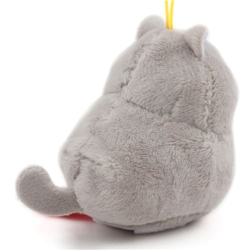 small grey cat with yellow strap Puchimaru plush charm - modeS4u