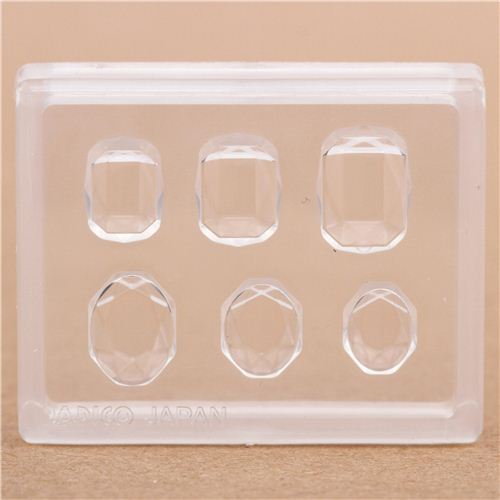 small mold for clay gem shaped square and oval Japan modeS4u