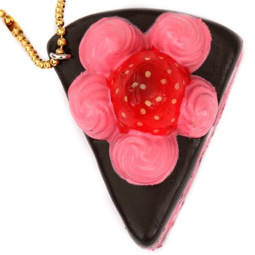 small piece of chocolate cake pink cream strawberry squishy Cafe de N 3