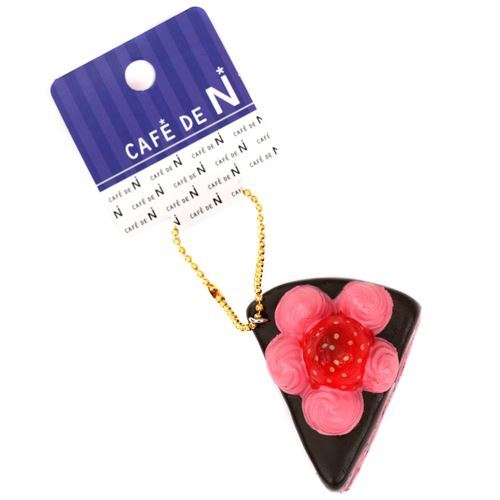 small piece of chocolate cake pink cream strawberry squishy Cafe de N 4