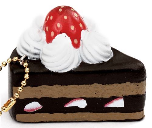 small piece of chocolate cake white cream strawberry squishy Cafe de N 2