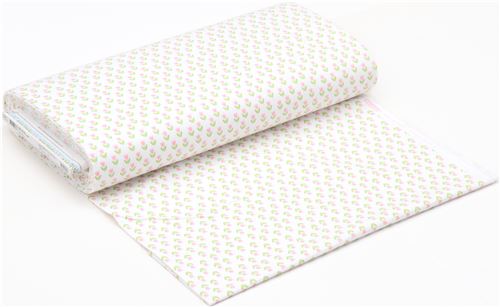 Small Pink Flower Flannel Fabric Robert Kaufman White Cozy Cotton Modes4u Kawaii Shop