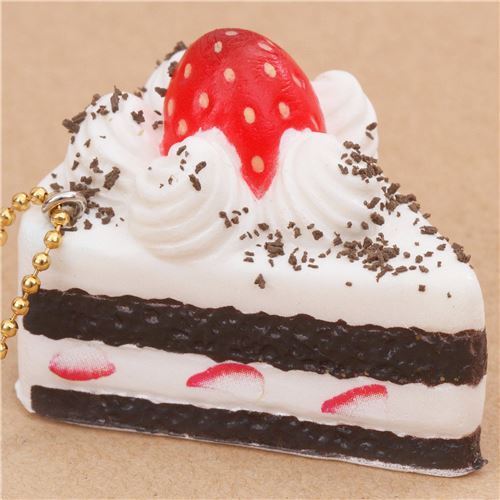 ciondolo Cafe de N squishy torta bianca e marrone con fragola