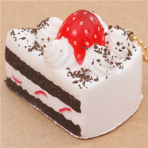 ciondolo Cafe de N squishy torta bianca e marrone con fragola 2