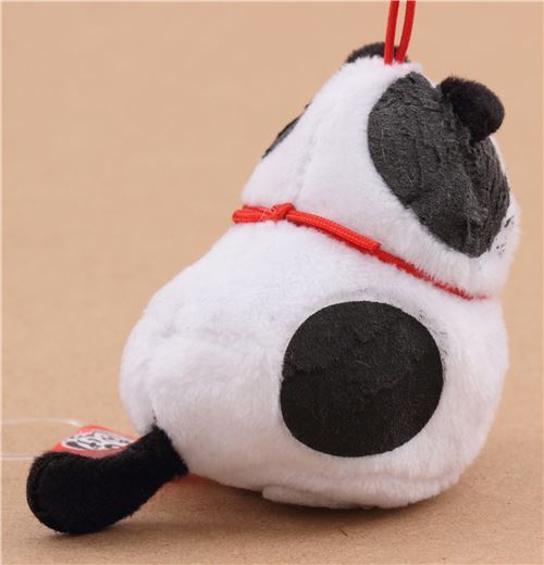 Small White Dark Grey Cat With Red Strap Puchimaru Plush Charm - Modes4u