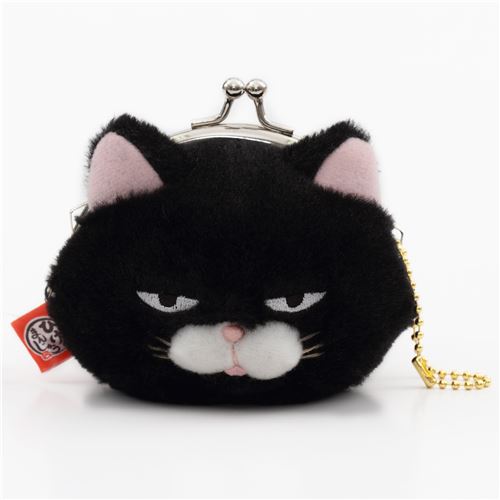 soft funny black cat plush Manjyu purse wallet from Japan - modeS4u