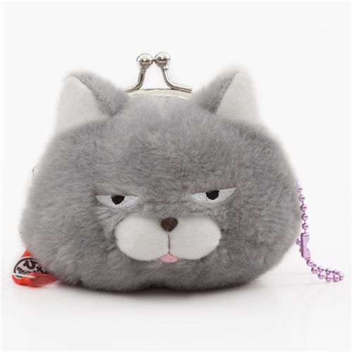 soft funny grey cat plush Manjyu purse wallet from Japan - Wallets ...