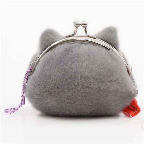 soft funny grey cat plush Manjyu purse wallet from Japan - modeS4u