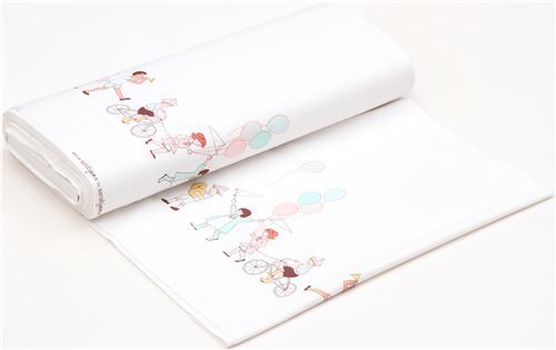 Remnant 42 cm - soft white Michael Miller double border children parade flannel fabric 3
