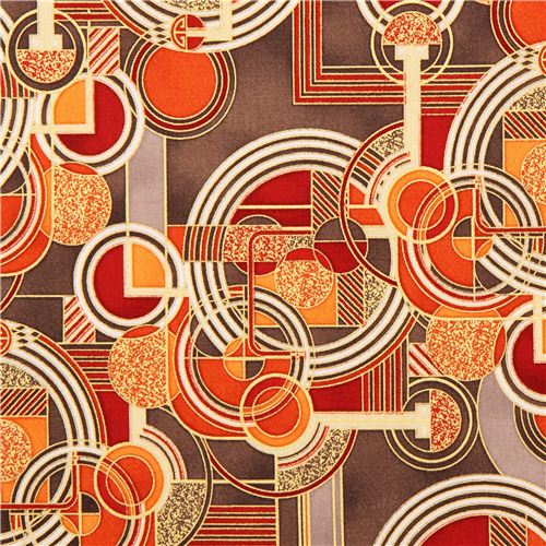 spice geo circle pattern fabric Robert Kaufman Lavish 1