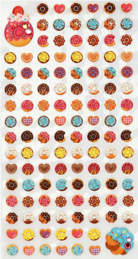 sponge sticker small donuts cute kawaii sticker sheets sticker