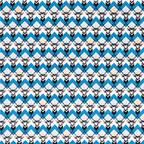 stag Chevron blue echino Decoro cotton sateen fabric 2