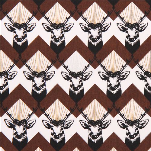 stag Chevron brown echino Decoro cotton sateen fabric 1