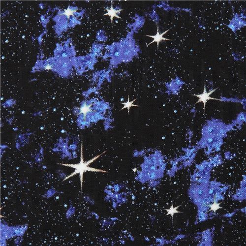 star black fabric In Space by Elizabeth's Studio Fabric