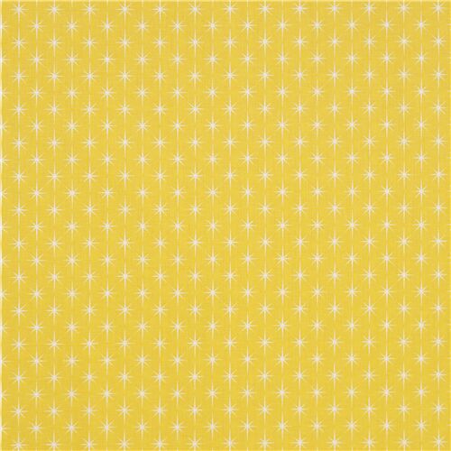 tessuto giallo stelle bianche Robert Kaufman cotone Tessuto