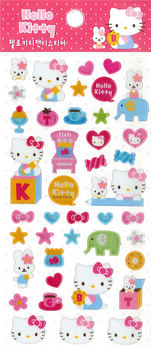 hello kitty glitter sticker stars sticker sheets stickers