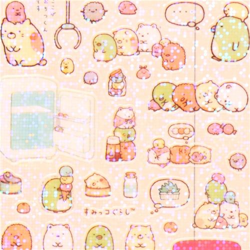 sticker set 4pcs Sumikkogurashi shy animals - modeS4u