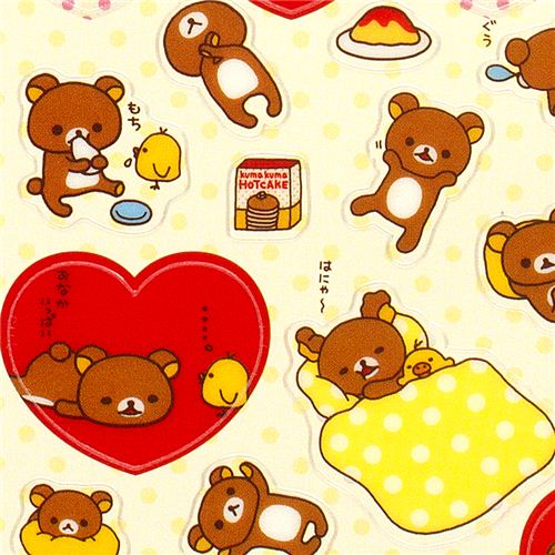 sticker set 3pcs Rilakkuma brown bear pancakes cookie - modeS4u