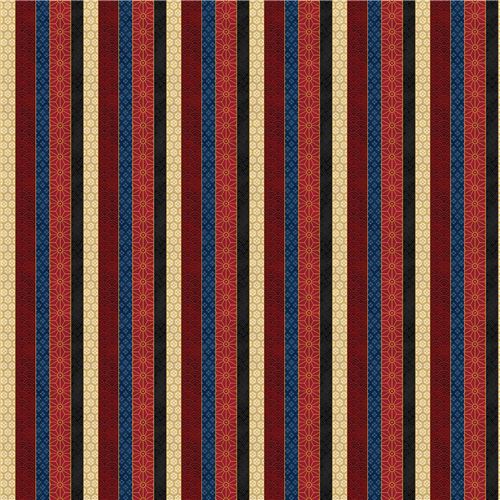 stripe fabric Asia flower pattern gold metallic by Northcott Studios Kabuki 2