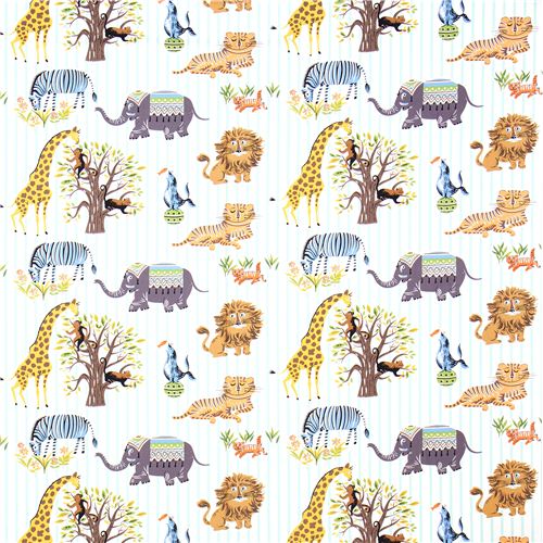 striped Michael Miller fabric Escapees with animals Fabric by Michael ...