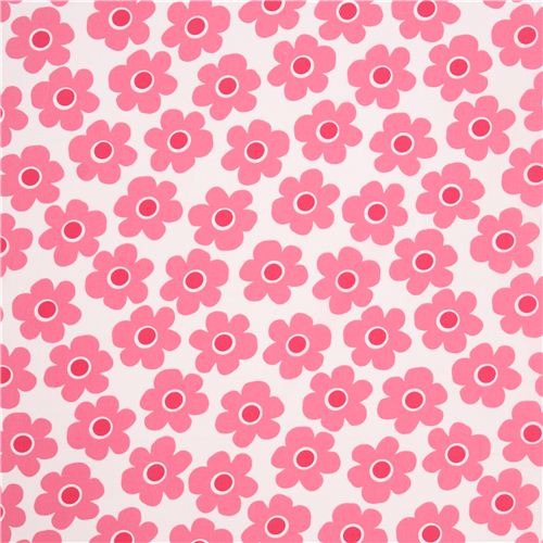 super wide flower fabric white 'Pink' Robert Kaufman USA Fabric by ...