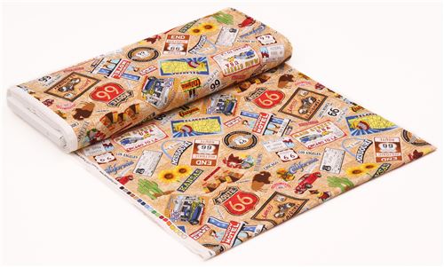 tan with cactus buffalo route 66 signs fabric Rote 66 Blank Quilting USA 3