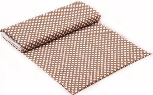 taupe-brown Michael Miller fabric Ta Dot with white dots 3