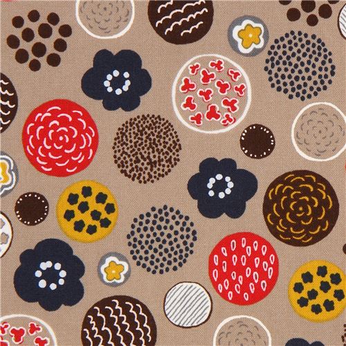taupe flower laminate Cosmo fabric from Japan Fabric