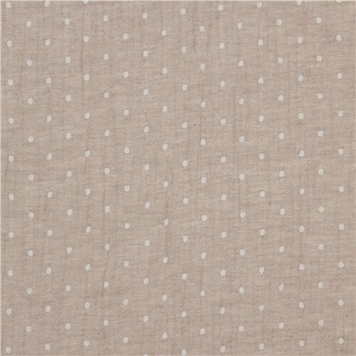 taupe yarn dyed Jacquard fabric with polka dots by Kokka modeS4u