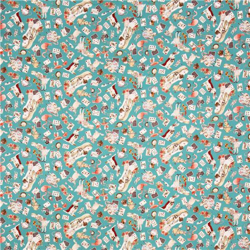 teal Cosmo Alice in Wonderland girl fairy tale fabric Japan 2