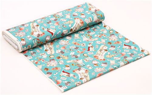teal Cosmo Alice in Wonderland girl fairy tale fabric Japan 3