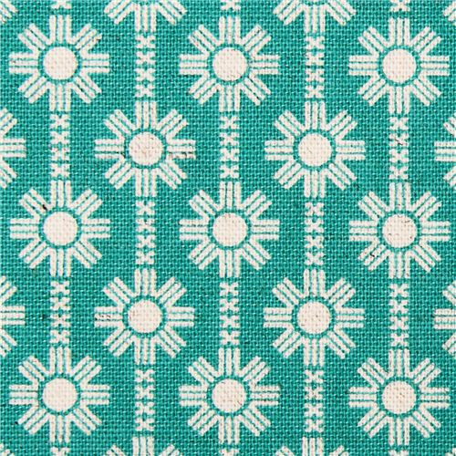 Toile Framework Kokka sarcelle Daisy Chain à fleurs Tissu