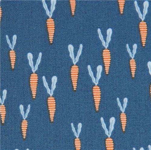 teal Dear Stella fabric with small carrots Fabric