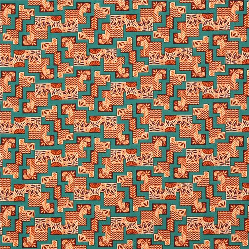 teal Egypt ornament fabric Andover USA 3