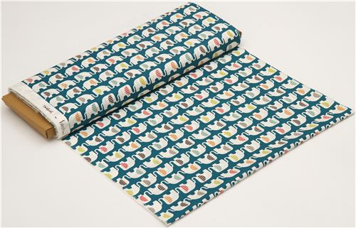 teal birch elephant organic fabric Ele Train Fabric by Birch Fabrics ...