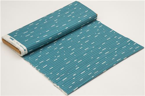 teal birch organic fabric from the USA lines and dots Abacus - modeS4u